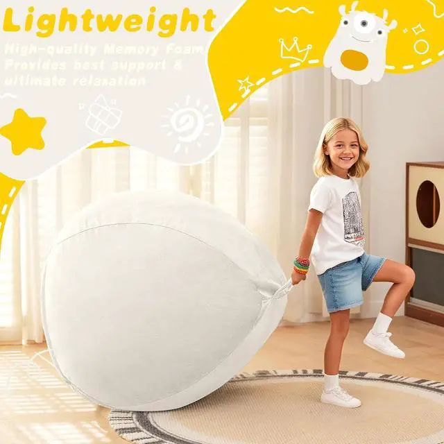Alt view image 5 of 7 - 2FT Bean Bag Chair, 2' Beanbags Small Bean Bag Chairs with Filling, Teardrop Bean Bag Chair Luxurious Velvet Ultra Soft Fur with Removable Cover (Beige)