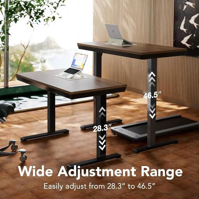 Alt view image 5 of 7 - Electric Standing Desk with Drawers, 48 X 24 Inch Electric Adjustable Height Desk, Quick Install One-Piece Tabletop with USB Charging Ports, Sit to Stand Up Desk for Home Office, Black Walnut