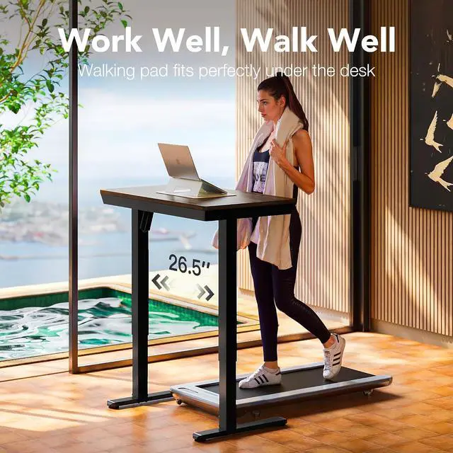 Alt view image 7 of 7 - Electric Standing Desk with Drawers, 48 X 24 Inch Electric Adjustable Height Desk, Quick Install One-Piece Tabletop with USB Charging Ports, Sit to Stand Up Desk for Home Office, Black Walnut