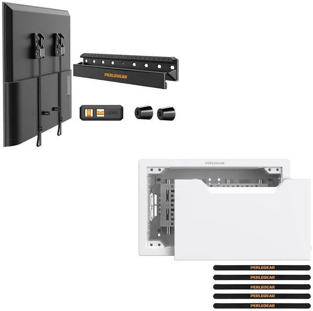 Main image of Studless TV Wall Mount for Most 24-55 Inch TVs, 9 in-Wall Media Box, Electrical Box