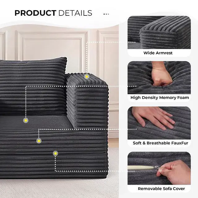 Alt view image 4 of 7 - Futon Sofa Bed,3-in-1 Convertible Sofa Bed with Pillow,Folding Sofa Bed with Removable Cover,Sleeper Sofa Bed Couch,Boneless Couches for Living Room, Bedroom,Full,Dark Grey