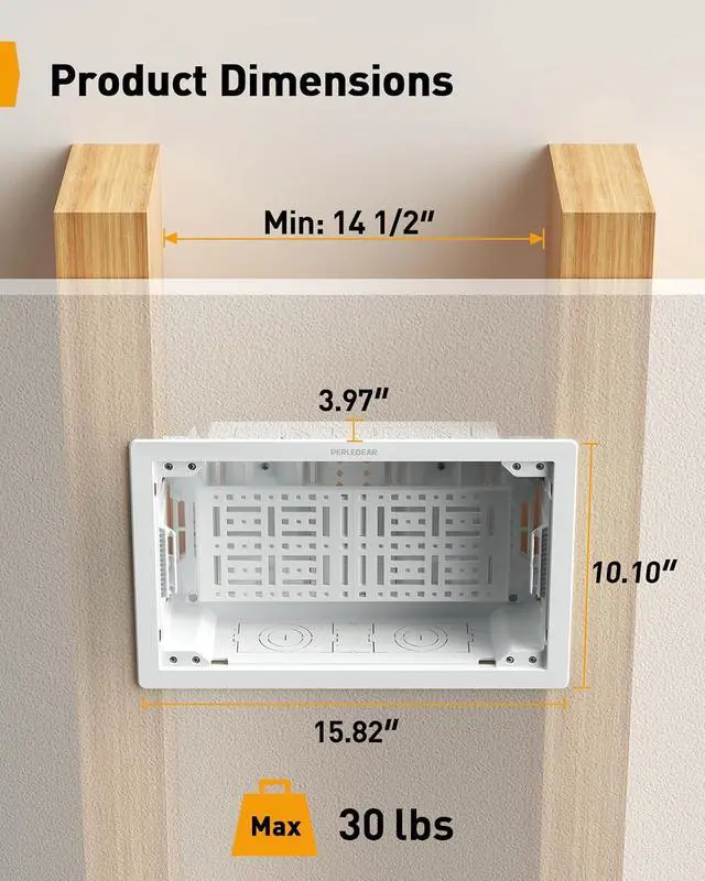 Alt view image 6 of 7 - Studless TV Wall Mount for Most 24-55 Inch TVs, 9 in-Wall Media Box, Electrical Box