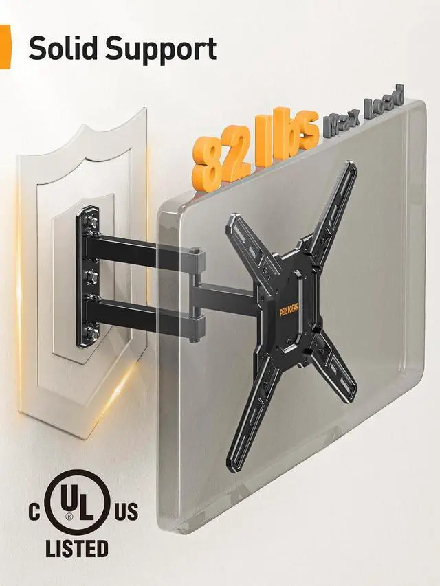 Alt view image 2 of 7 - UL Listed Full Motion TV Wall Mount for Most 26-60 inch TV & Preassembled Full Motion TV Mount for 32-65 Inch TV
