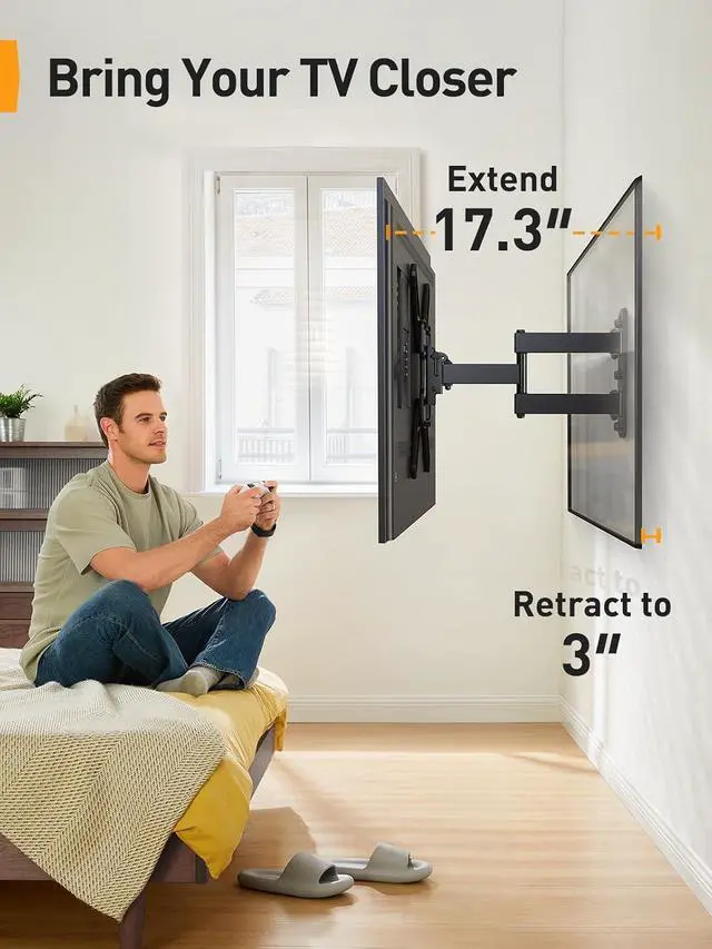 Alt view image 7 of 7 - Full Motion TV Mount for Most 2660 inch Flat or Curved TVs up to 82 lbs with in-Wall Cable Management Kit