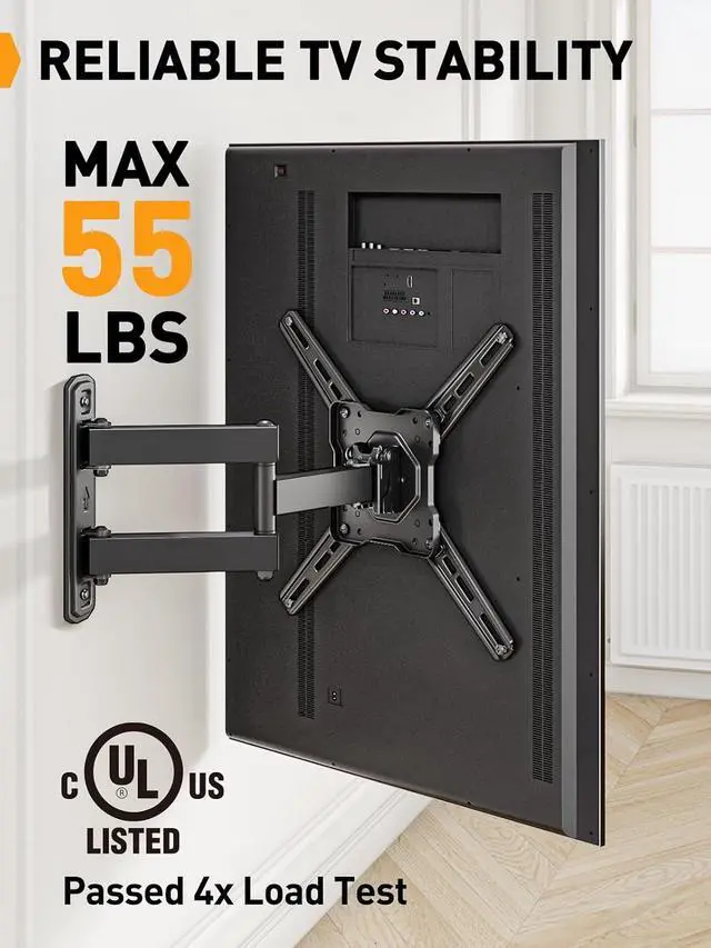 Alt view image 3 of 7 - UL Listed Full Motion TV Wall Mount for Most 26-50 inch TV & Preassembled Full Motion TV Mount for 32-65 Inch TV