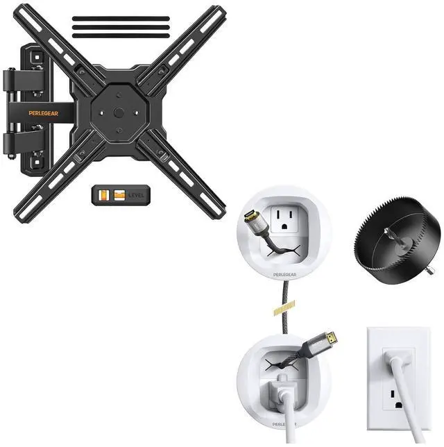 Main image of Full Motion TV Wall Mount for Most 2650 Inch TVs, Cord Hider for Wall Mounted TV and Speakers