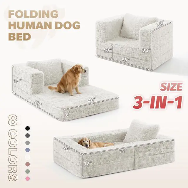 Alt view image 2 of 7 - Convertible Sofa Bed, 3-in-1 Futon Sofa Bed with Pillow, Foldable Pull Out Floor Sofa Bed with Removable Cover, Plush Boneless Couch for Living Room/Bedroom/Dorm