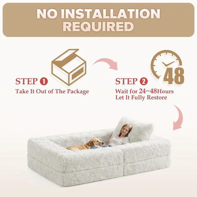 Alt view image 5 of 7 - Convertible Sofa Bed, 3-in-1 Futon Sofa Bed with Pillow, Foldable Pull Out Floor Sofa Bed with Removable Cover, Plush Boneless Couch for Living Room/Bedroom/Dorm