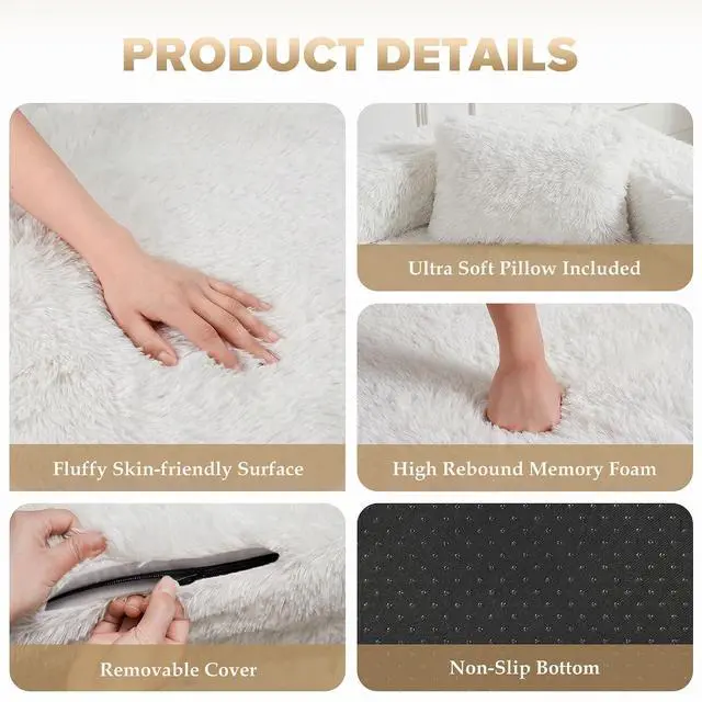 Alt view image 6 of 7 - Convertible Sofa Bed, 3-in-1 Futon Sofa Bed with Pillow, Foldable Pull Out Floor Sofa Bed with Removable Cover, Plush Boneless Couch for Living Room/Bedroom/Dorm