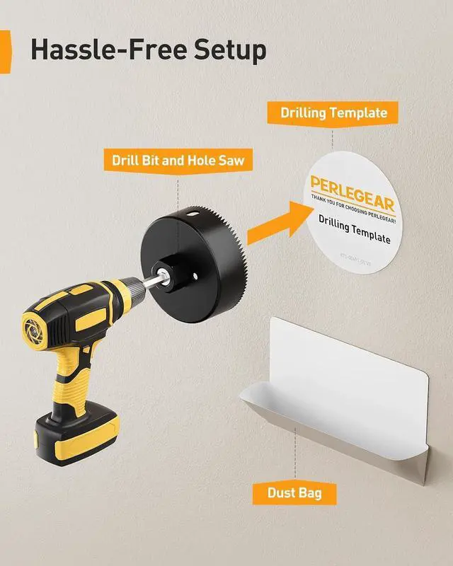 Alt view image 3 of 7 - TV Cord Hider for Wall Mounted TV, TV Wire Hider for Wall Mounted TV and Speakers, Cord Hider in Wall Cable Management Kit, Includes Drill Template, Dust Bag and Hole Saw Drill Attachment