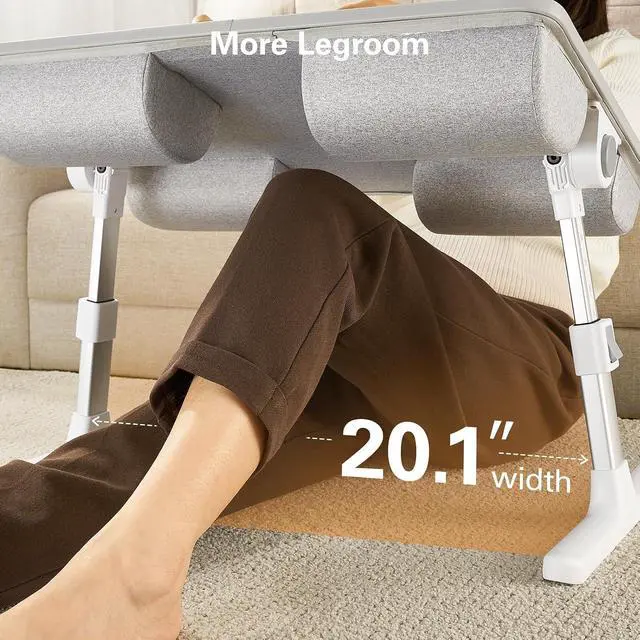Alt view image 4 of 7 - Laptop Bed Desk, Laptop Tray Computer Lap Desk for Bed Couch Sofa, Bed Tray for Working, Eating, Foldable Lap Stand Table with Height Adjustment & 35° Adjustable Tilt Angle, HNLD19G