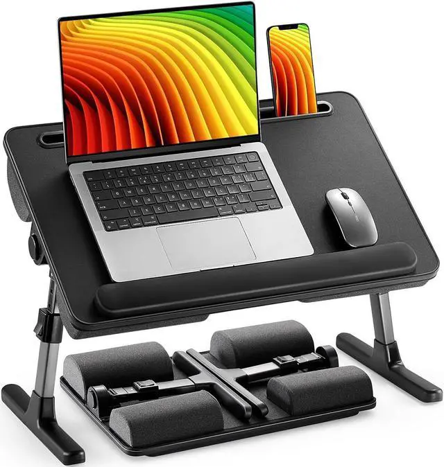 Main image of Laptop Bed Desk, Laptop Tray Computer Lap Desk for Bed Couch Sofa Floor, Bed Tray for Working, Eating, Foldable Lap Stand Table with Height Adjustment & 35° Adjustable Tilt Angle, HNLD19