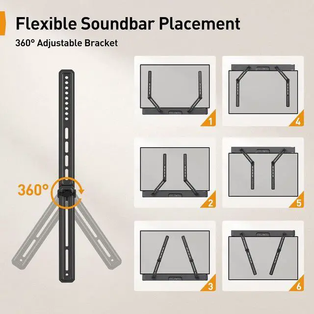 Alt view image 4 of 7 - Soundbar Mount with Adjustable Height, Sound bar Mount up to 15 lbs PGSM04B, Soundbar Mount, Soundbar Wall Mount Compatible with Sonos Arc and Sonos Arc Ultra, PGSM07B