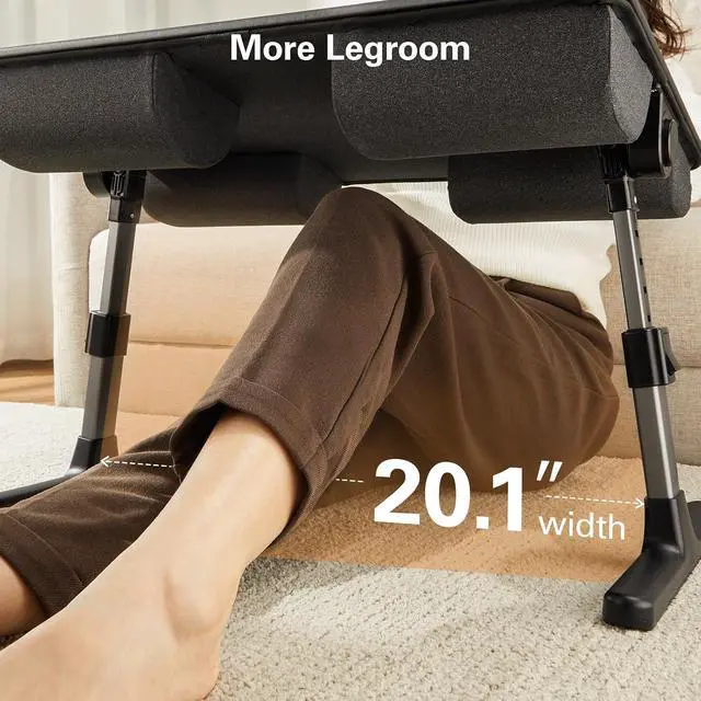 Alt view image 4 of 7 - Laptop Bed Desk, Laptop Tray Computer Lap Desk for Bed Couch Sofa Floor, Bed Tray for Working, Eating, Foldable Lap Stand Table with Height Adjustment & 35° Adjustable Tilt Angle, HNLD19