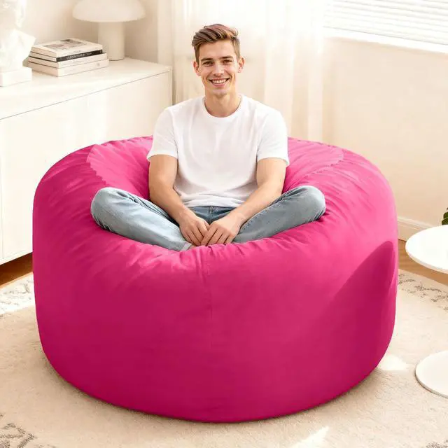 Alt view image 2 of 7 - Bean Bag Chair: Giant 4' Memory Foam Furniture Bean Bag Chairs for Adults with Microfiber Cover 4Ft (Hot Pink)