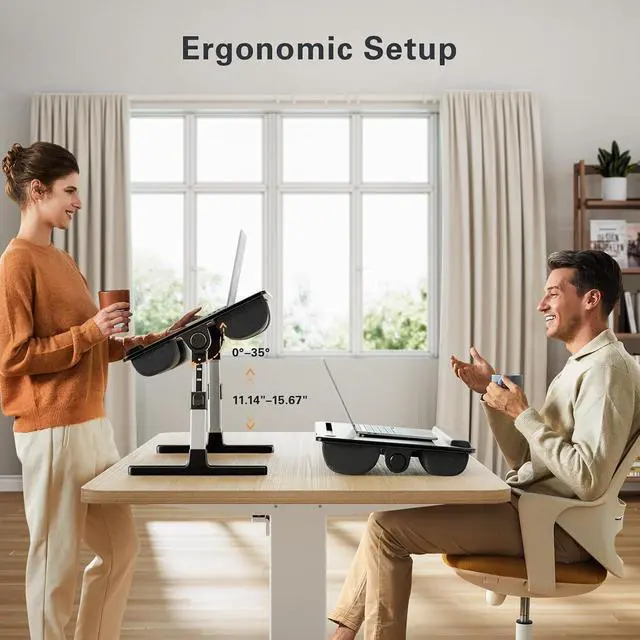 Alt view image 7 of 7 - Laptop Bed Desk, Laptop Tray Computer Lap Desk for Bed Couch Sofa Floor, Bed Tray for Working, Eating, Foldable Lap Stand Table with Height Adjustment & 35° Adjustable Tilt Angle, HNLD19