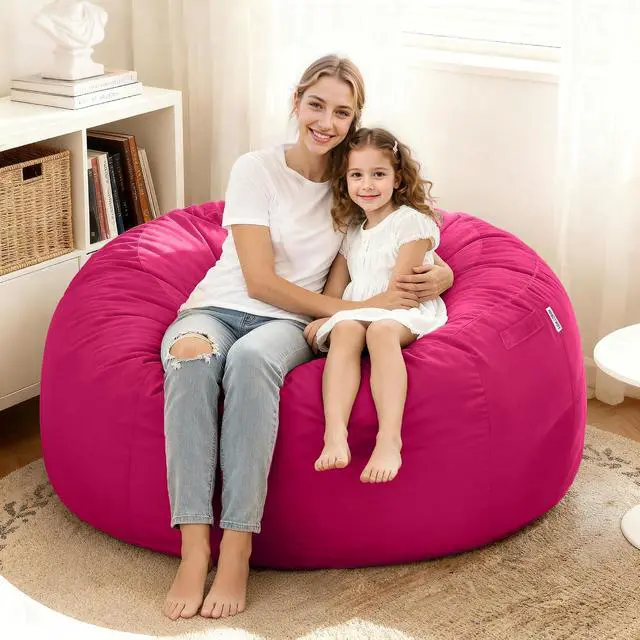 Alt view image 5 of 7 - Bean Bag Chair: Giant 4' Memory Foam Furniture Bean Bag Chairs for Adults with Microfiber Cover 4Ft (Hot Pink)