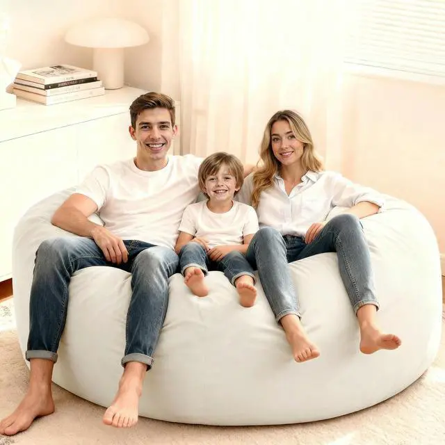 Alt view image 2 of 7 - Bean Bag Chair: Giant 6' Memory Foam Furniture Bean Bag Chair with Microfiber Cover - 6Ft,Beige