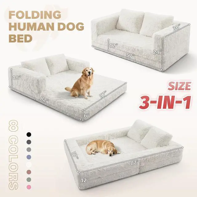 Alt view image 2 of 7 - Convertible Sofa Bed, 3-in-1 Futon Sofa Bed with Pillow, Foldable Pull Out Floor Sofa Bed with Removable Cover, Plush Boneless Couch for Living Room/Bedroom/Dorm