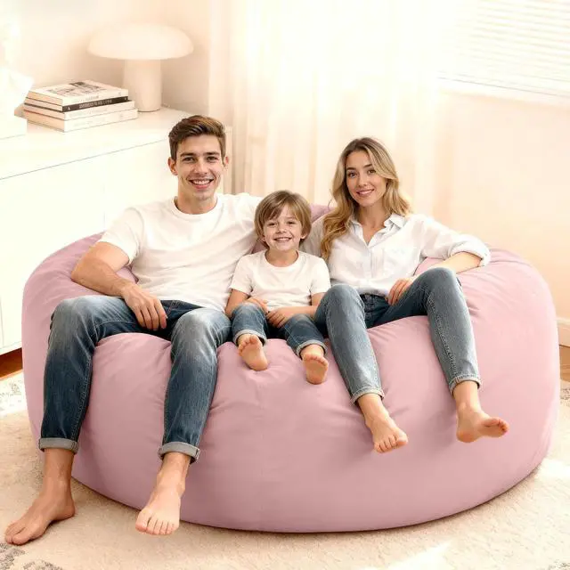 Alt view image 2 of 7 - Bean Bag Chair: Giant 6' Memory Foam Furniture Bean Bag Chair with Microfiber Cover - 6Ft,Pink