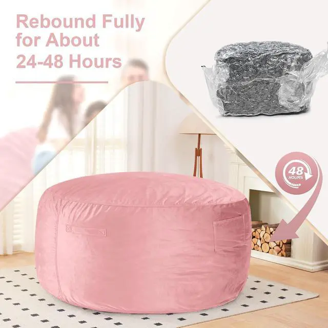 Alt view image 6 of 7 - Bean Bag Chair: Giant 6' Memory Foam Furniture Bean Bag Chair with Microfiber Cover - 6Ft,Pink