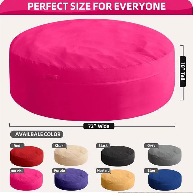 Alt view image 3 of 7 - XX-Large Bean Bag Chair: Giant 7' Memory Foam Furniture Bean Bag Chairs for Adults with Microfiber Cover 7Ft (Hot Pink)