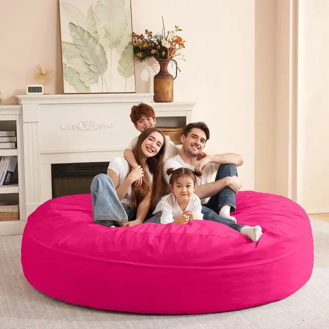 Alt view image 2 of 7 - XX-Large Bean Bag Chair: Giant 7' Memory Foam Furniture Bean Bag Chairs for Adults with Microfiber Cover 7Ft (Hot Pink)