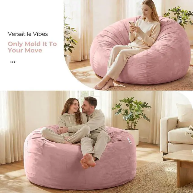 Alt view image 7 of 7 - Bean Bag Chair: Giant 6' Memory Foam Furniture Bean Bag Chair with Microfiber Cover - 6Ft,Pink