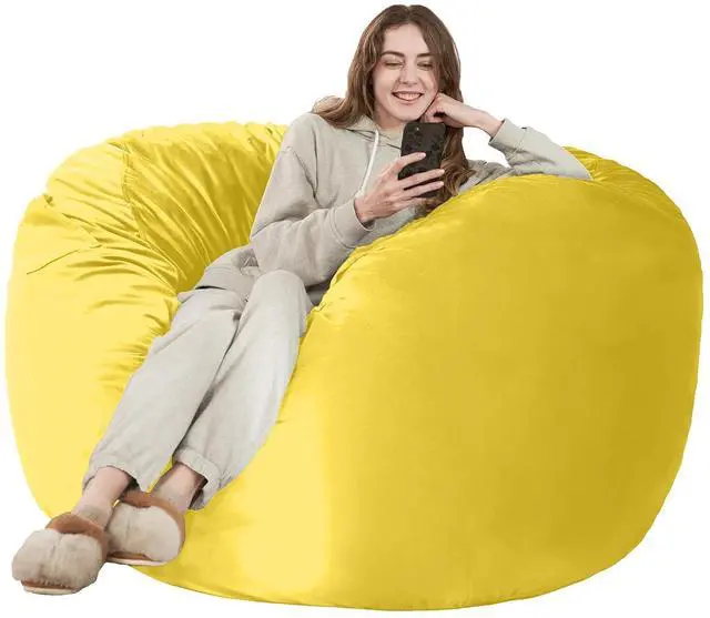 Main image of Bean Bag Chair: Giant 4' Memory Foam Furniture Bean Bag Chairs for Adults with Microfiber Cover 4FtLemon