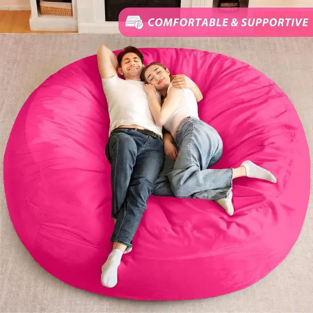 Alt view image 7 of 7 - XX-Large Bean Bag Chair: Giant 7' Memory Foam Furniture Bean Bag Chairs for Adults with Microfiber Cover 7Ft (Hot Pink)