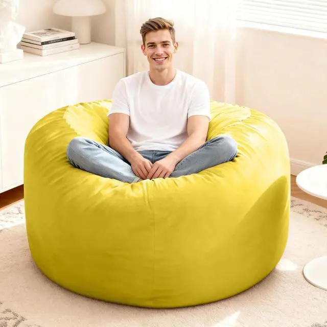 Alt view image 2 of 7 - Bean Bag Chair: Giant 4' Memory Foam Furniture Bean Bag Chairs for Adults with Microfiber Cover 4FtLemon