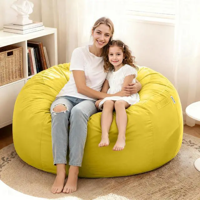 Alt view image 4 of 7 - Bean Bag Chair: Giant 4' Memory Foam Furniture Bean Bag Chairs for Adults with Microfiber Cover 4FtLemon