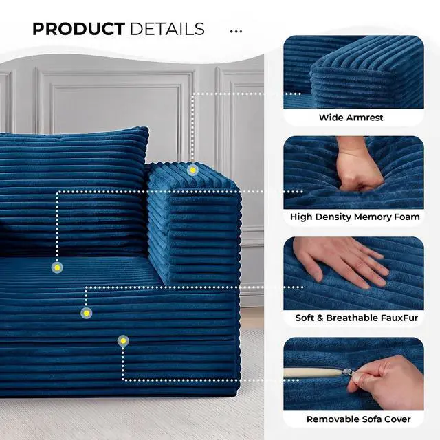 Alt view image 4 of 7 - Futon Sofa Bed,3-in-1 Convertible Sofa Bed with Pillow,Folding Sofa Bed with Removable Cover,Sleeper Sofa Bed Couch,Boneless Couches for Living Room, Bedroom,Queen,Blue