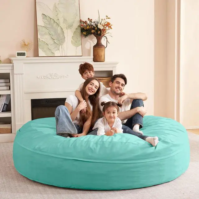 Alt view image 2 of 7 - XX-Large Bean Bag Chair: Giant 7' Memory Foam Furniture Bean Bag Chairs for Adults with Microfiber Cover 7Ft(Aqua Ombre)