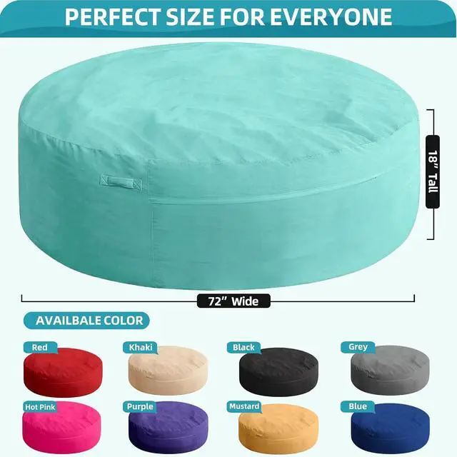 Alt view image 3 of 7 - XX-Large Bean Bag Chair: Giant 7' Memory Foam Furniture Bean Bag Chairs for Adults with Microfiber Cover 7Ft(Aqua Ombre)