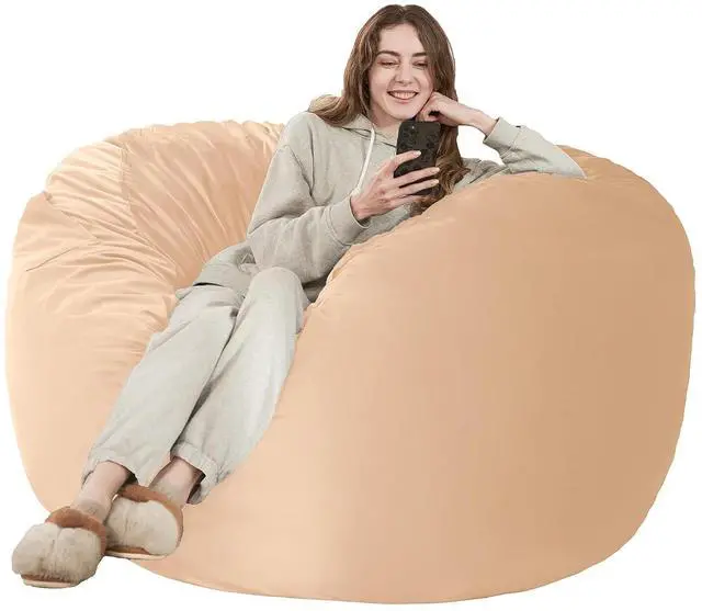 Main image of Bean Bag Chair: Giant 6' Memory Foam Furniture Bean Bag Chair with Microfiber Cover - 6Ft,Khaki