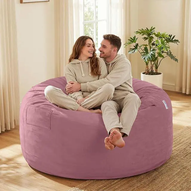Alt view image 2 of 7 - Bean Bag Chair: Giant 5' Memory Foam Furniture Bean Bag Chairs for Adults with Microfiber Cover 5Ft (Soft Pink)