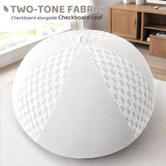 Alt view image 5 of 7 - 5FT Bean Bag Chair Teardrop Beanbag Chair with Memory Foam Filled Soft Checkboard Leaf alongside Plush Bean Bag Sofa with Removable Cover for Living Room,Bedroom-Checkboard White