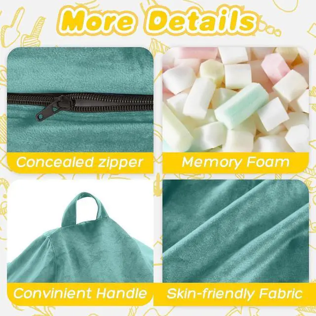Alt view image 4 of 7 - 2FT Bean Bag Chair, 2' Beanbags Small Bean Bag Chairs with Filling, Teardrop Bean Bag Chair Luxurious Velvet Ultra Soft Fur with Removable Cover (Aqua Ombre)