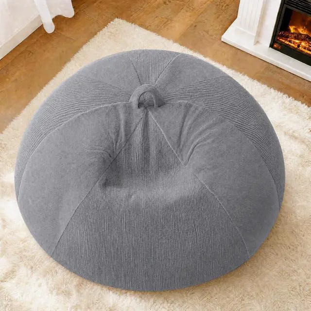 Alt view image 3 of 7 - 4FT Bean Bag Chair Teardrop Bean Bag Chairs for Adults beanbag with Memory Foam Filled with Dual-Tone Unique Combination Corduroy & Luxury Distressed Velvet Washable Cover,Velvet Dark Grey
