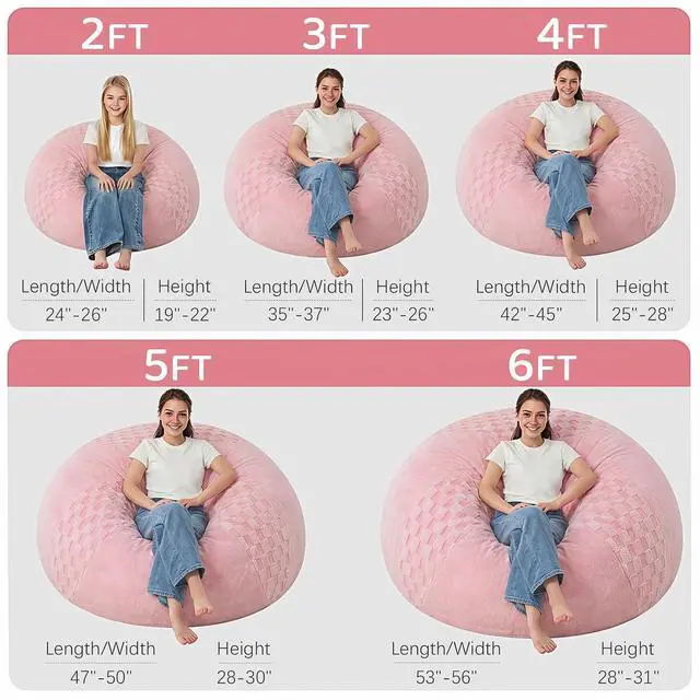 Alt view image 2 of 7 - 6FT Bean Bag Chair Teardrop Beanbag Chair with Memory Foam Filled Soft Checkboard Leaf alongside Plush Bean Bag Sofa with Removable Cover for Living Room,Bedroom-Checkboard Pink