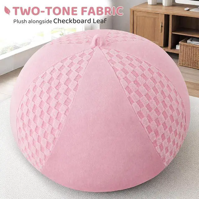 Alt view image 5 of 7 - 6FT Bean Bag Chair Teardrop Beanbag Chair with Memory Foam Filled Soft Checkboard Leaf alongside Plush Bean Bag Sofa with Removable Cover for Living Room,Bedroom-Checkboard Pink