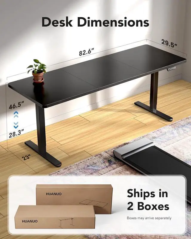 Alt view image 3 of 7 - Electric Standing Desk, 83 x 30 inch Large Height Adjustable Table, Powerful Brushless Motor, 4 Memory Preset, Sit Stand Up Desk, Home Office Computer Table with Thick T-Shaped Frame