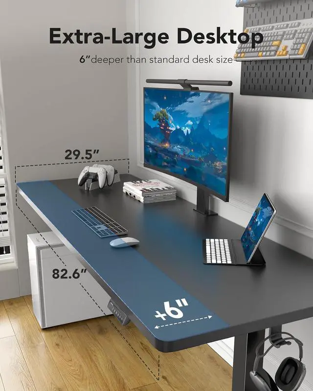 Alt view image 5 of 7 - Electric Standing Desk, 83 x 30 inch Large Height Adjustable Table, Powerful Brushless Motor, 4 Memory Preset, Sit Stand Up Desk, Home Office Computer Table with Thick T-Shaped Frame