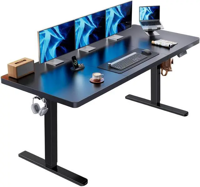 Main image of 71x30 Inch Large Electric Standing Desk, Height Adjustable, Black | Spacious Gaming Electric Desk, 220lbs Carbon Steel Frame with <55dB Brushless Motor & 4 Height Presets. Ships in 2 Packages