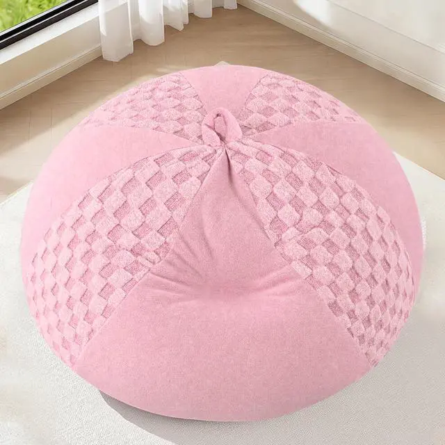Alt view image 3 of 7 - 4FT Bean Bag Chair Teardrop Beanbag Chair with Memory Foam Filled Soft Checkboard Leaf alongside Plush Bean Bag Sofa with Removable Cover for Living Room,Bedroom-Checkboard Pink