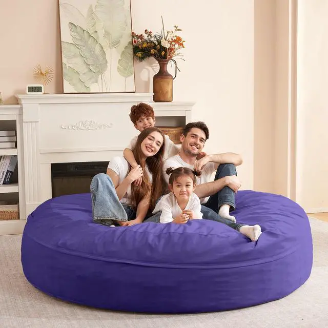Alt view image 2 of 7 - XX-Large Bean Bag Chair: Giant 7' Memory Foam Furniture Bean Bag Chairs for Adults with Microfiber Cover 7Ft (Purple)