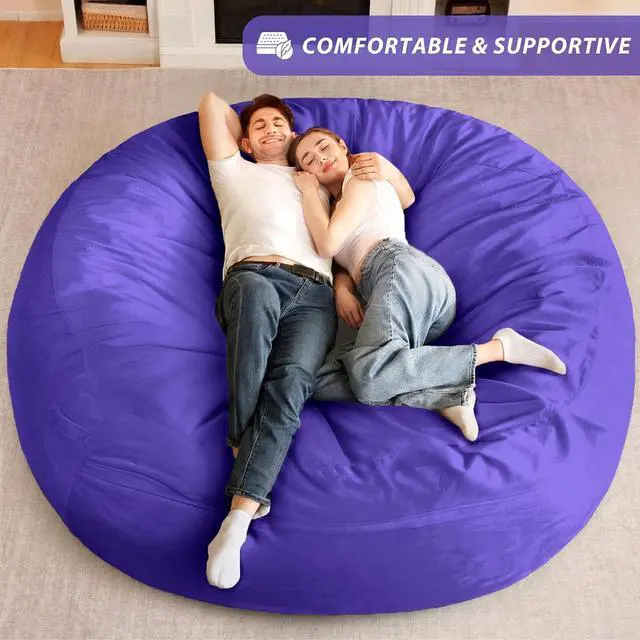 Alt view image 7 of 7 - XX-Large Bean Bag Chair: Giant 7' Memory Foam Furniture Bean Bag Chairs for Adults with Microfiber Cover 7Ft (Purple)