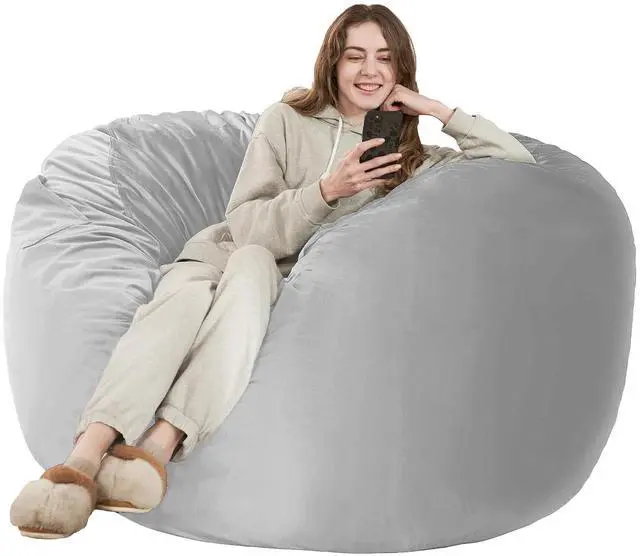 Main image of Bean Bag Chair: Giant 4' Memory Foam Furniture Bean Bag Chairs for Adults with Microfiber Cover 4Ft (Light Grey)