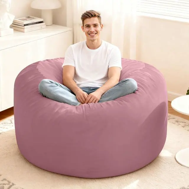 Alt view image 2 of 7 - Bean Bag Chair: Giant 4' Memory Foam Furniture Bean Bag Chairs for Adults with Microfiber Cover 4Ft (Soft Pink)